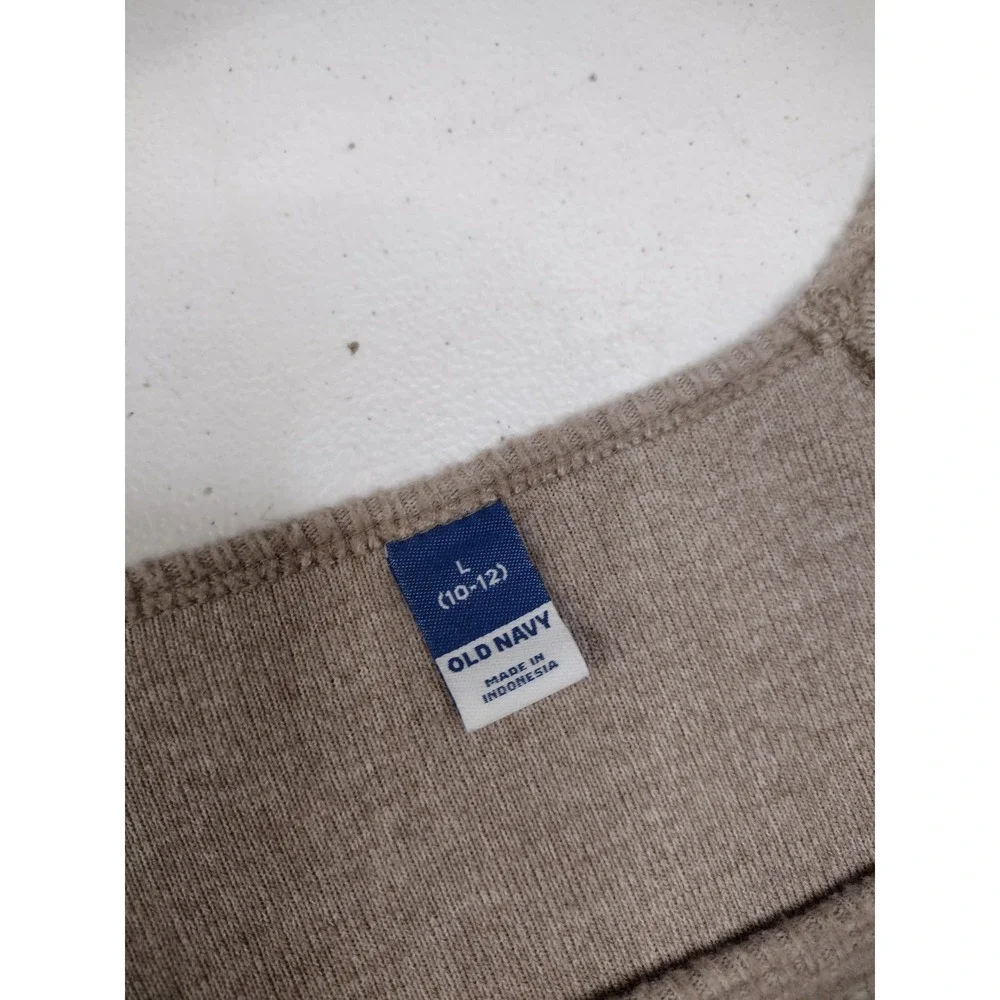 Old Navy Girls Tan Ribbed Knit Long Sleeve Square Neck Empire Waist Dress L‎